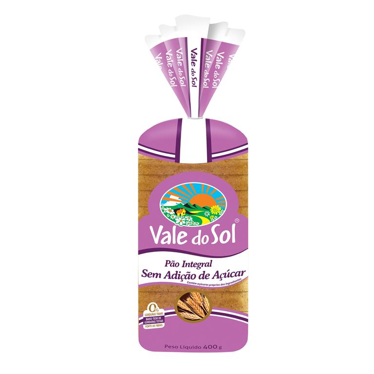PÃO VALE DO SOL INTEGRAL SEM AÇÚCAR 400G