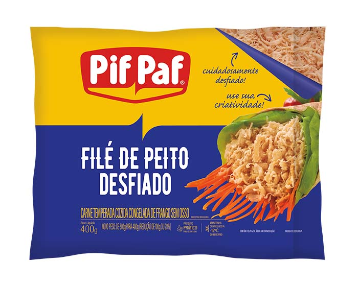 FILE PEITO FRANGO DESFIADO TEMPERADO PIF PAF 400G