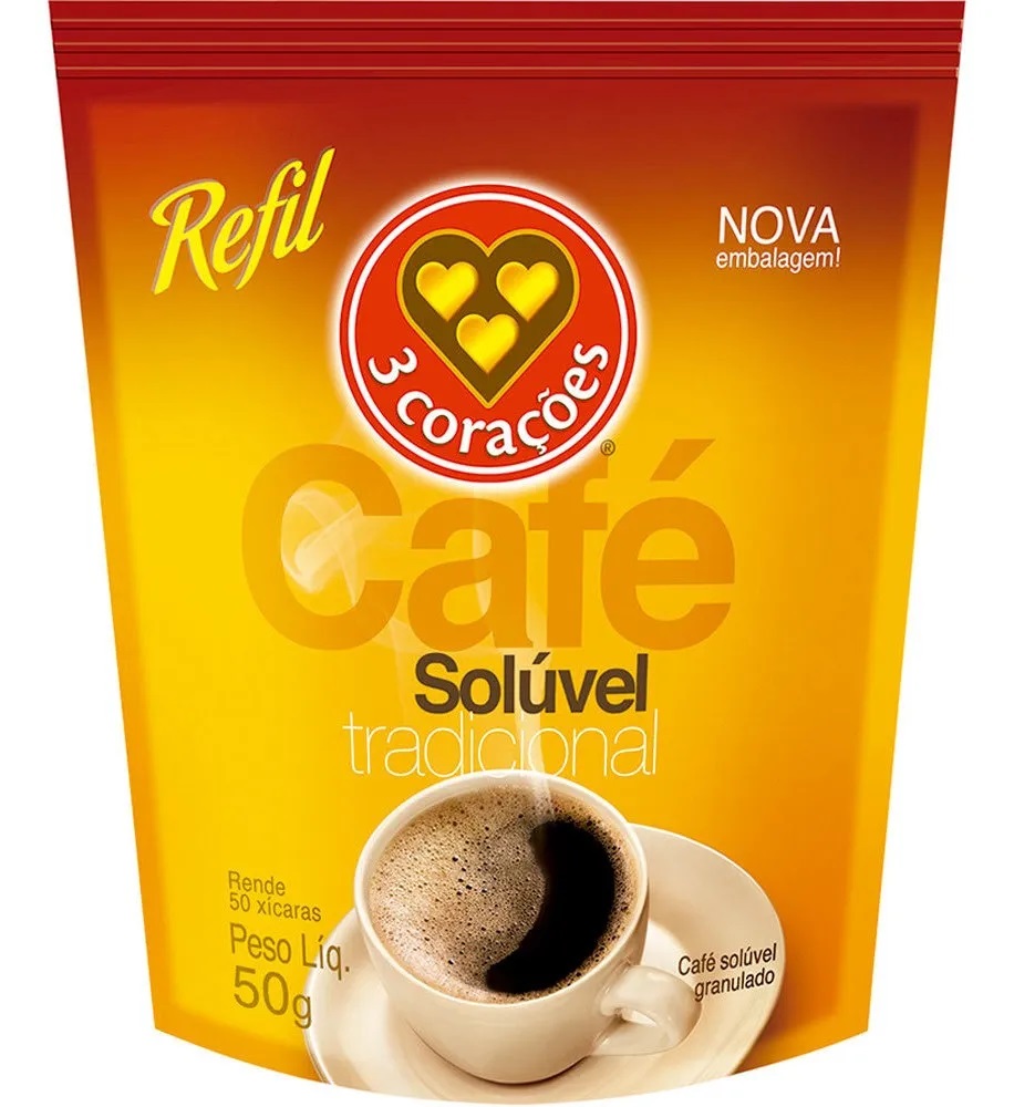 CAFÉ 3 CORAÇÕES SOLÚVEL TRADICIONAL REFIL