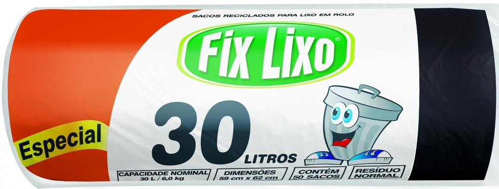 SACO DE LIXO FIX LIXO RL 30L PTO