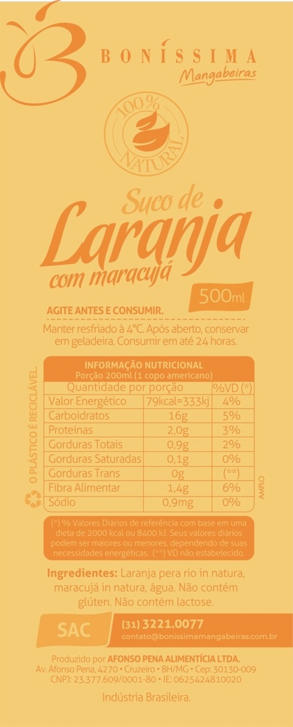 SUCO NATURAL DE LARANJA COM MARACUJÁ